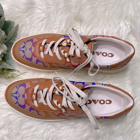 New COACH Men Citysole Court Sneaker In Rainbow Signature Canvas - Picture 4 of 11